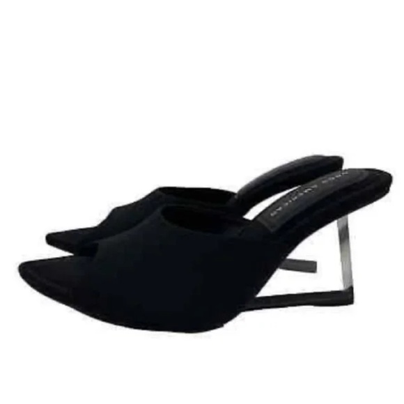 Good American Womens Size 8.5 Clear Wedge Sandals Neoprene Black Lucite - Picture 5 of 10